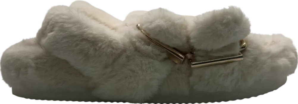 H&M White Faux Fur Sandals UK 6 EU 39 👠