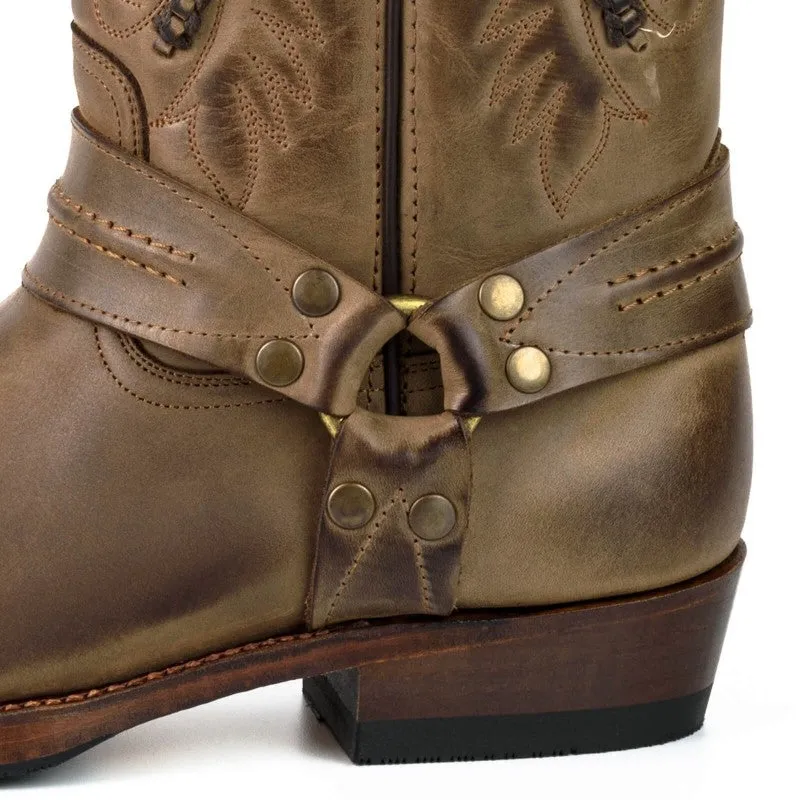 Handcrafted Brown Leather Women's and Men's Biker Boots 02
