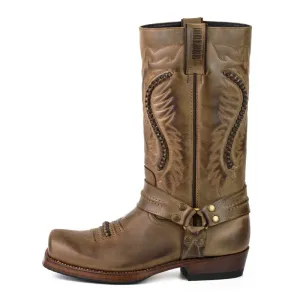 Handcrafted Brown Leather Women's and Men's Biker Boots 02