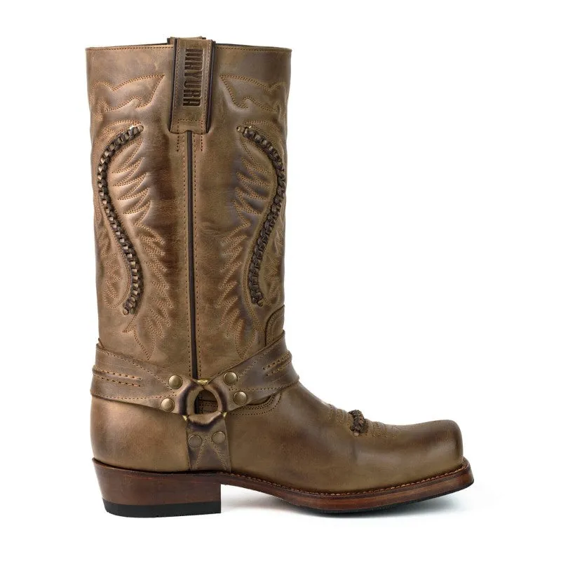Handcrafted Brown Leather Women's and Men's Biker Boots 02