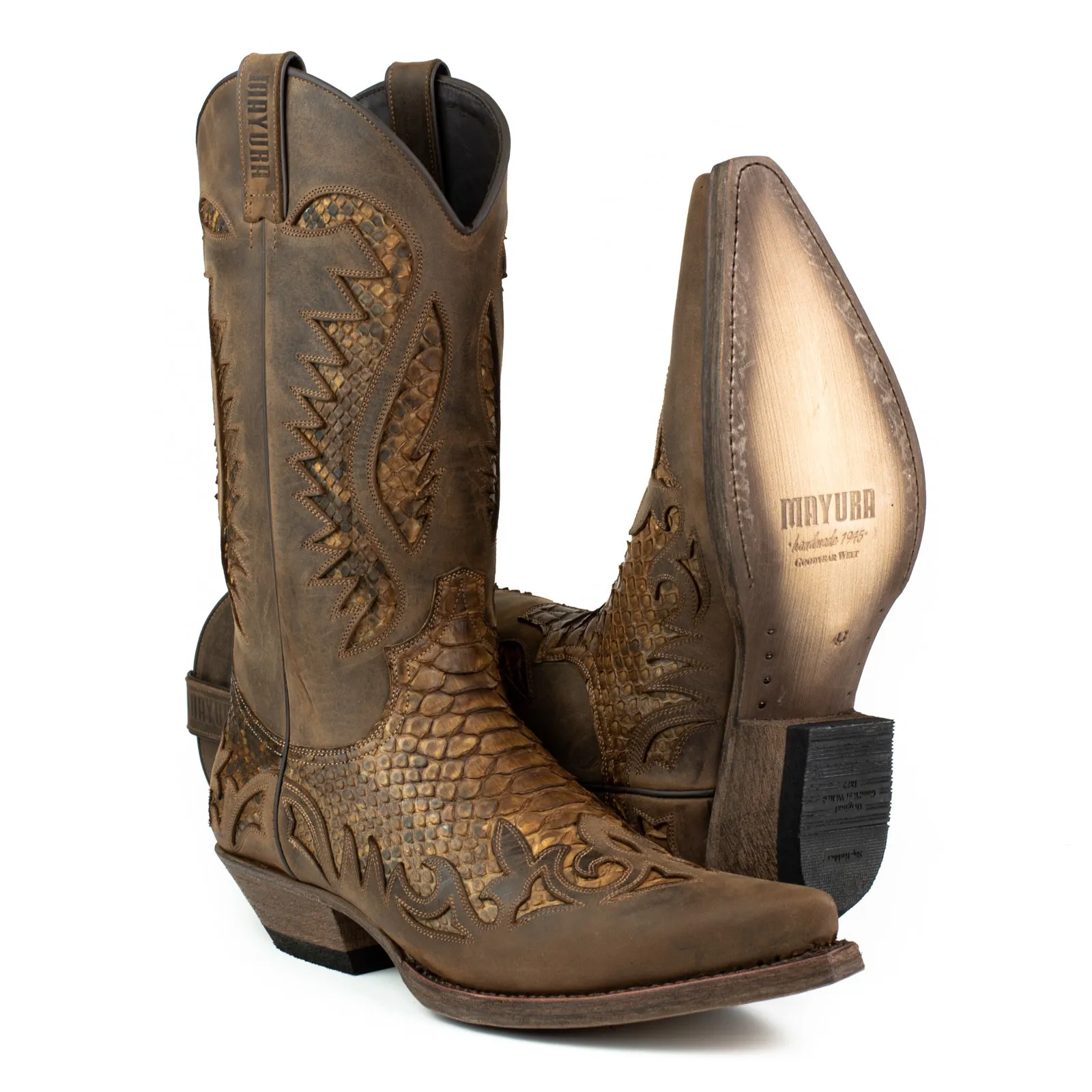 Handcrafted Men's Cowboy Country Western Boots Terra Brown Oiled Leather 2567