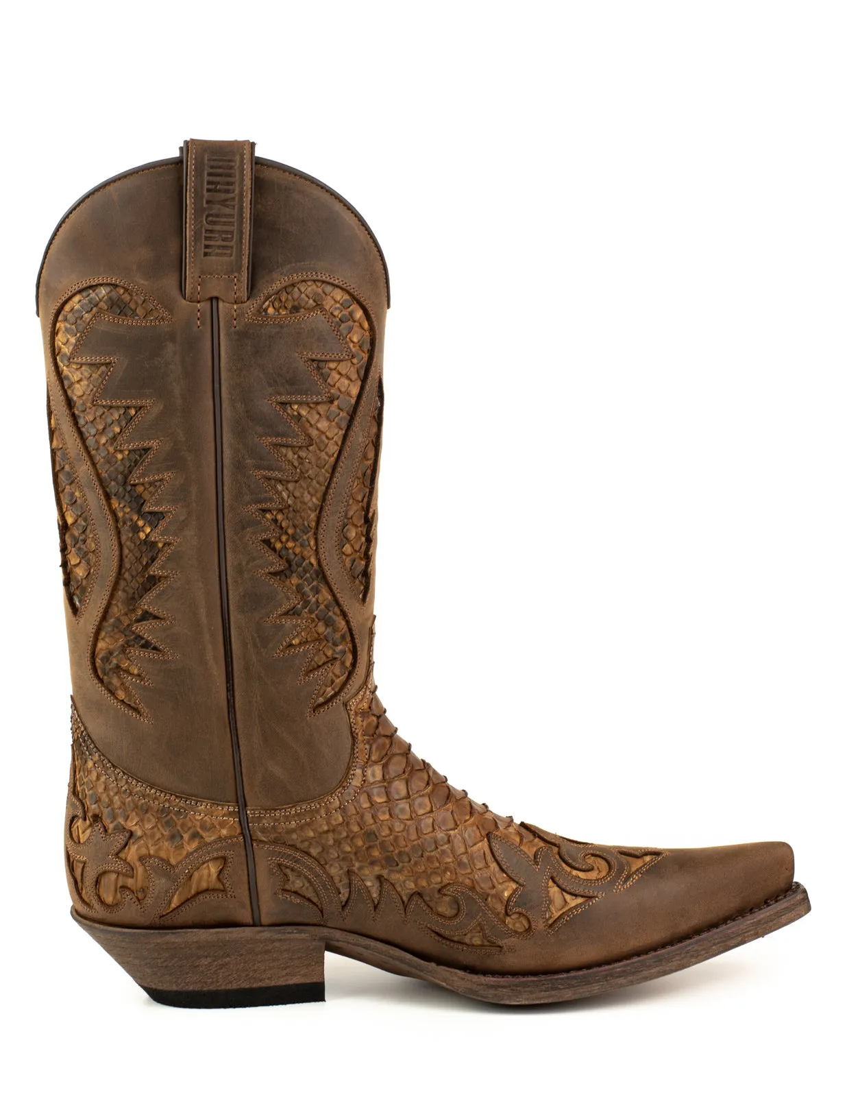 Handcrafted Men's Cowboy Country Western Boots Terra Brown Oiled Leather 2567
