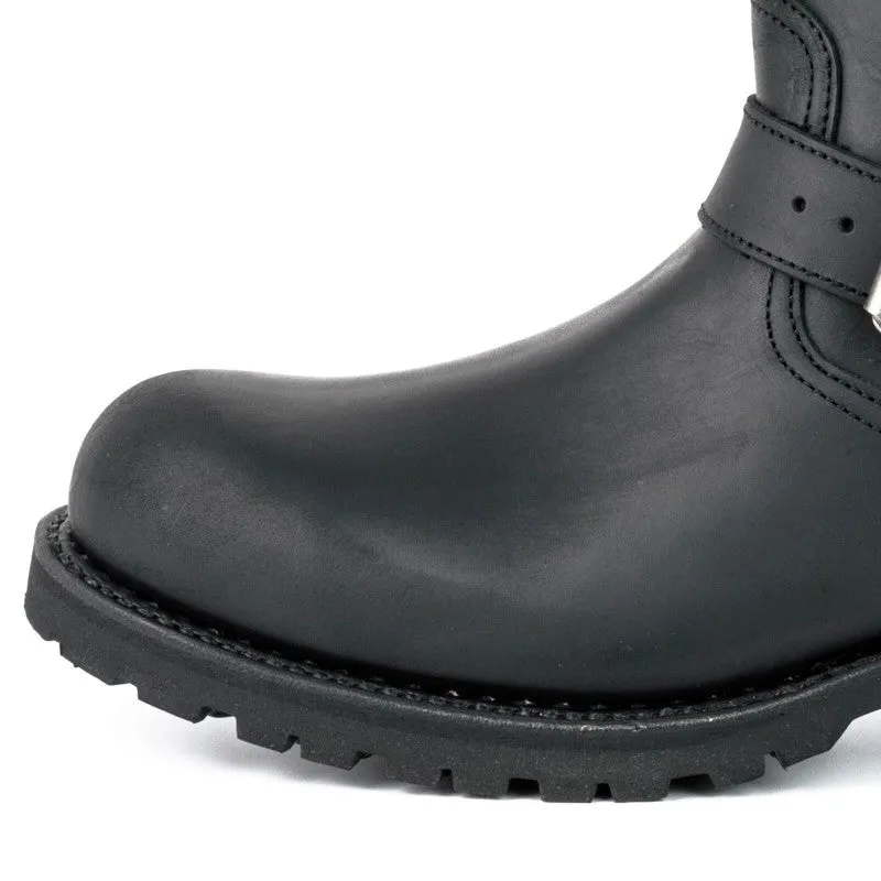 Handmade Black Leather Men's and Women's Biker Boots 18