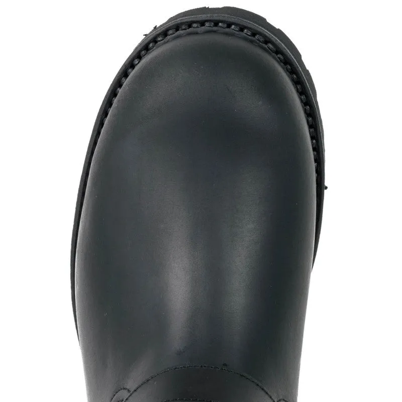 Handmade Black Leather Men's and Women's Biker Boots 18