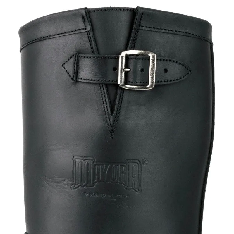 Handmade Black Leather Men's and Women's Biker Boots 18