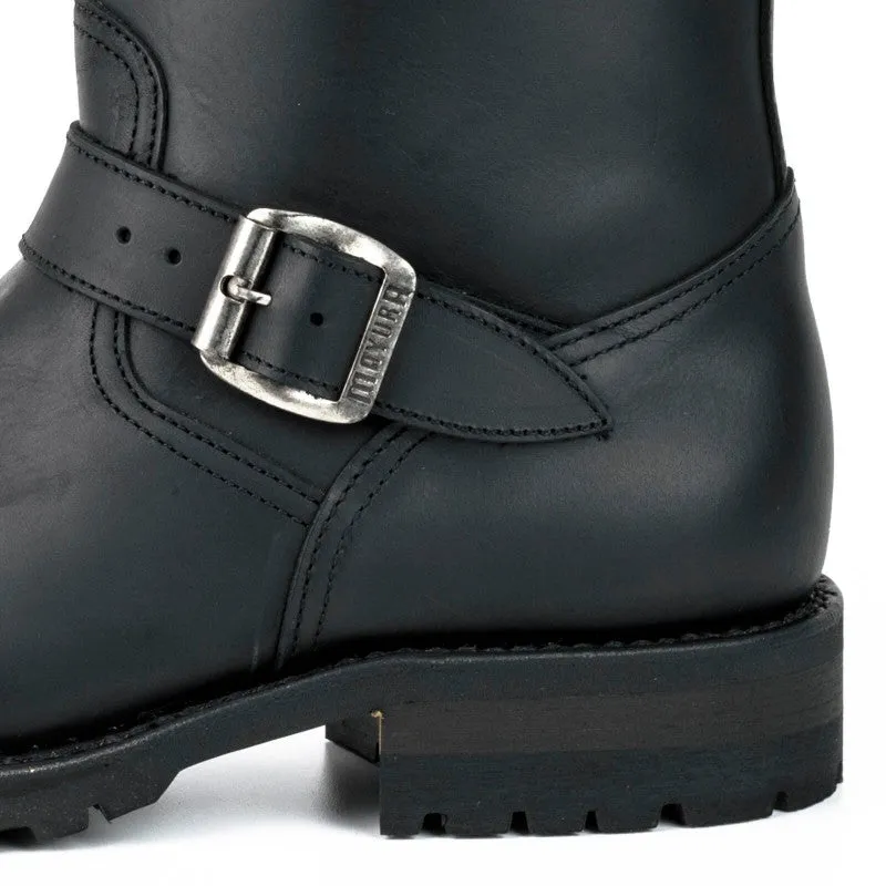 Handmade Black Leather Men's and Women's Biker Boots 18