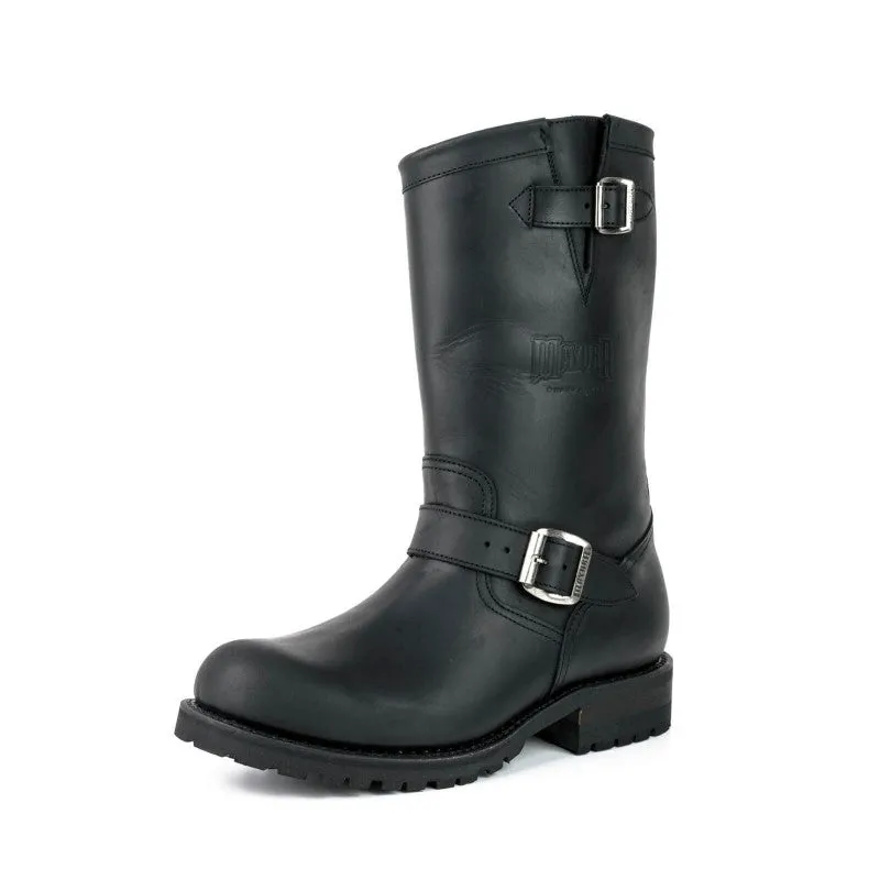 Handmade Black Leather Men's and Women's Biker Boots 18