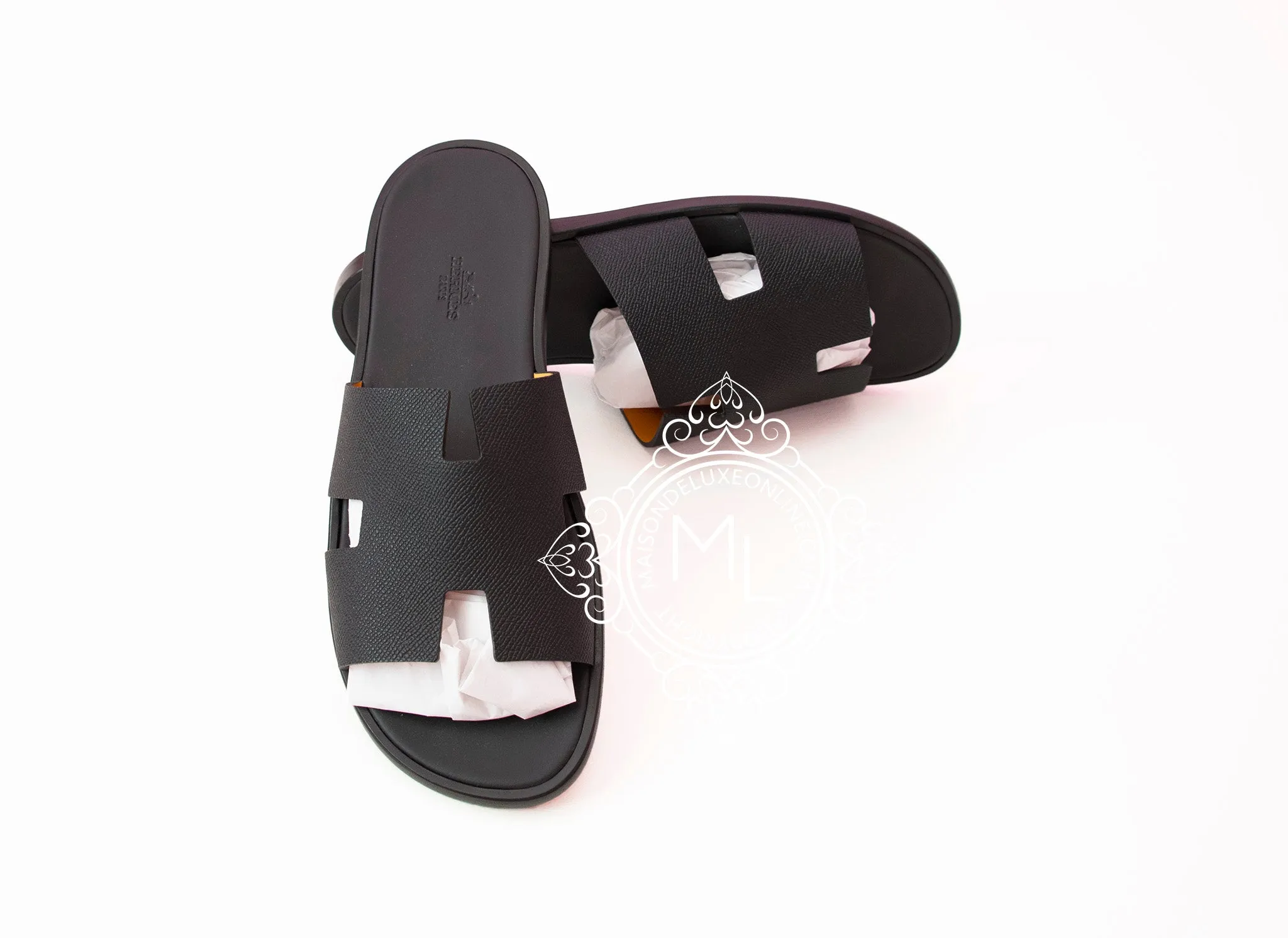 Hermes Men's Black Izmir Sandal 43.5 Shoes