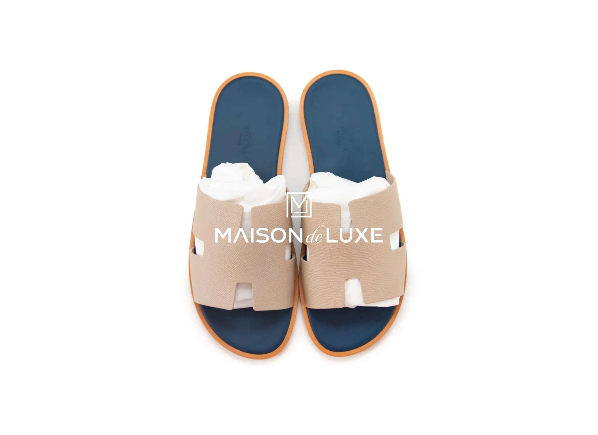 Hermes Men's Blanc Gomme / Blue Celeste  Izmir Sandal 43