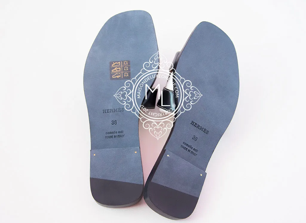 Hermes Womens Black Oran Sandal Slipper 36 Shoes