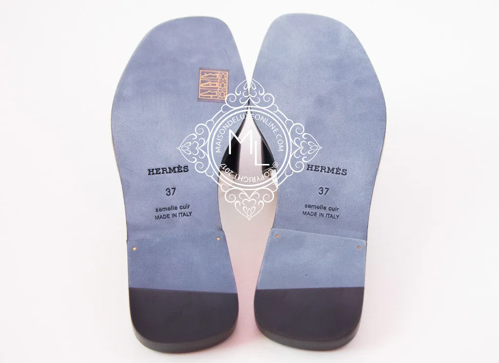 Hermes Womens Black Oran Sandal Slipper 37 Shoes