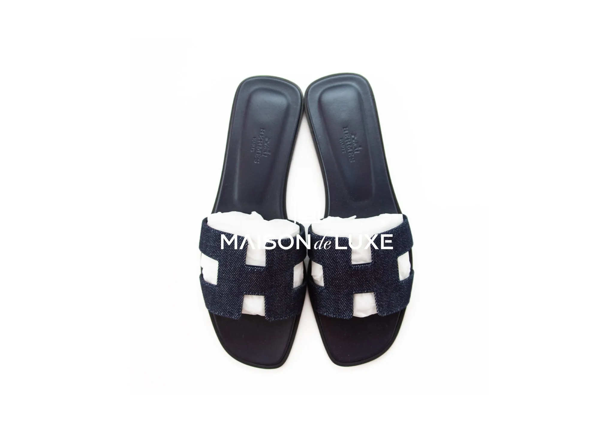 Hermes Women's Denim Blue Brut Oran Sandal 37.5