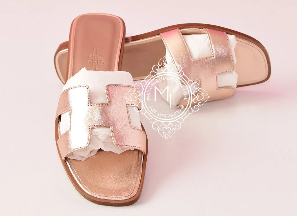 Hermes Womens Gold Oran Sandal Slipper 36 Shoes