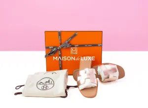 Hermes Women's Metallic Rose Dore Oran Sandal Slipper 38 Shoes