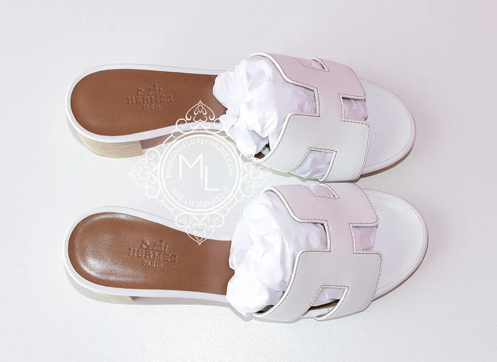 Hermes Womens White Oasis Sandal Slipper 36 Shoes