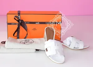 Hermes Womens White Oasis Sandal Slipper 36 Shoes