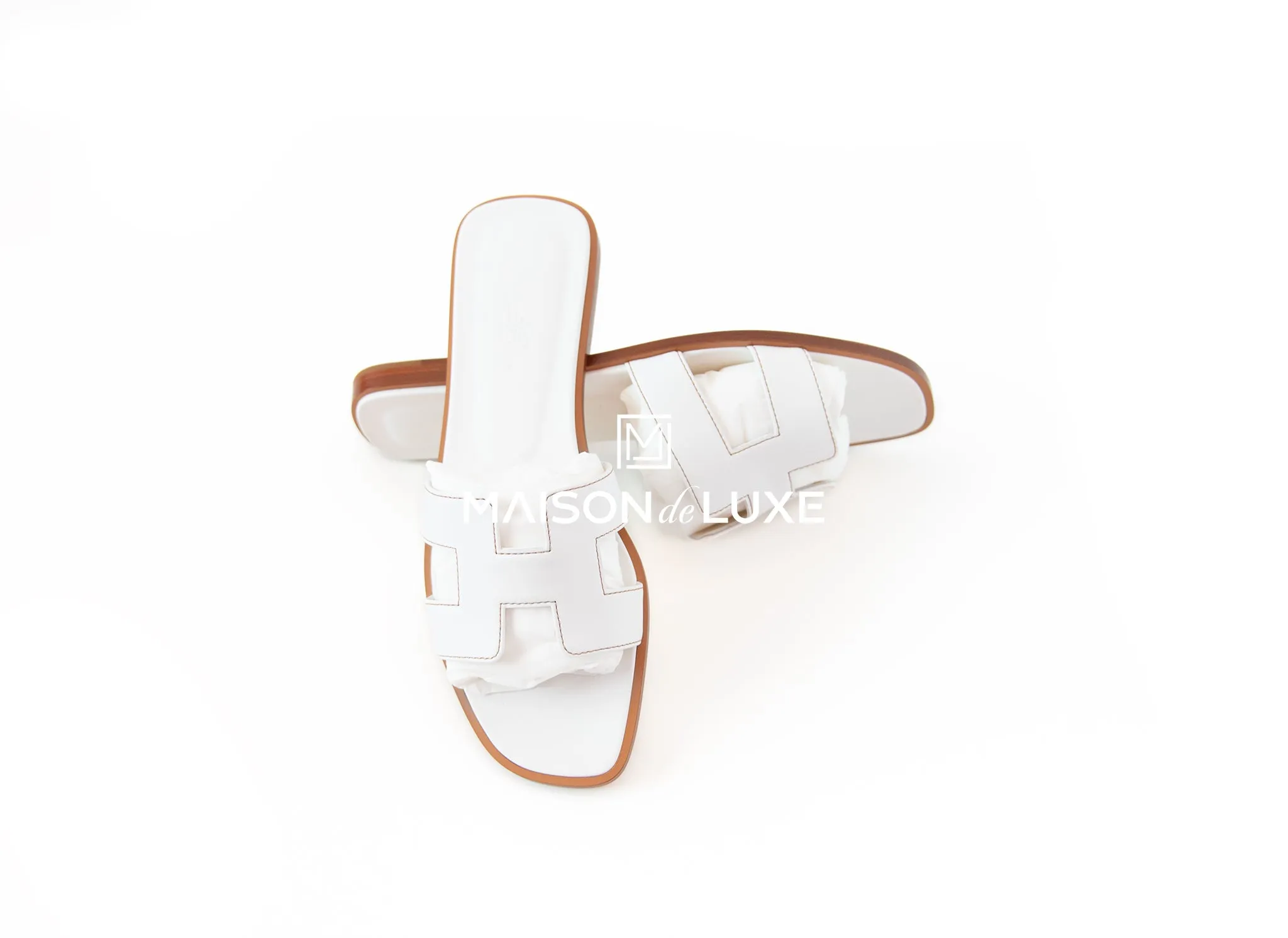Hermes Women's White Oran Sandal 38