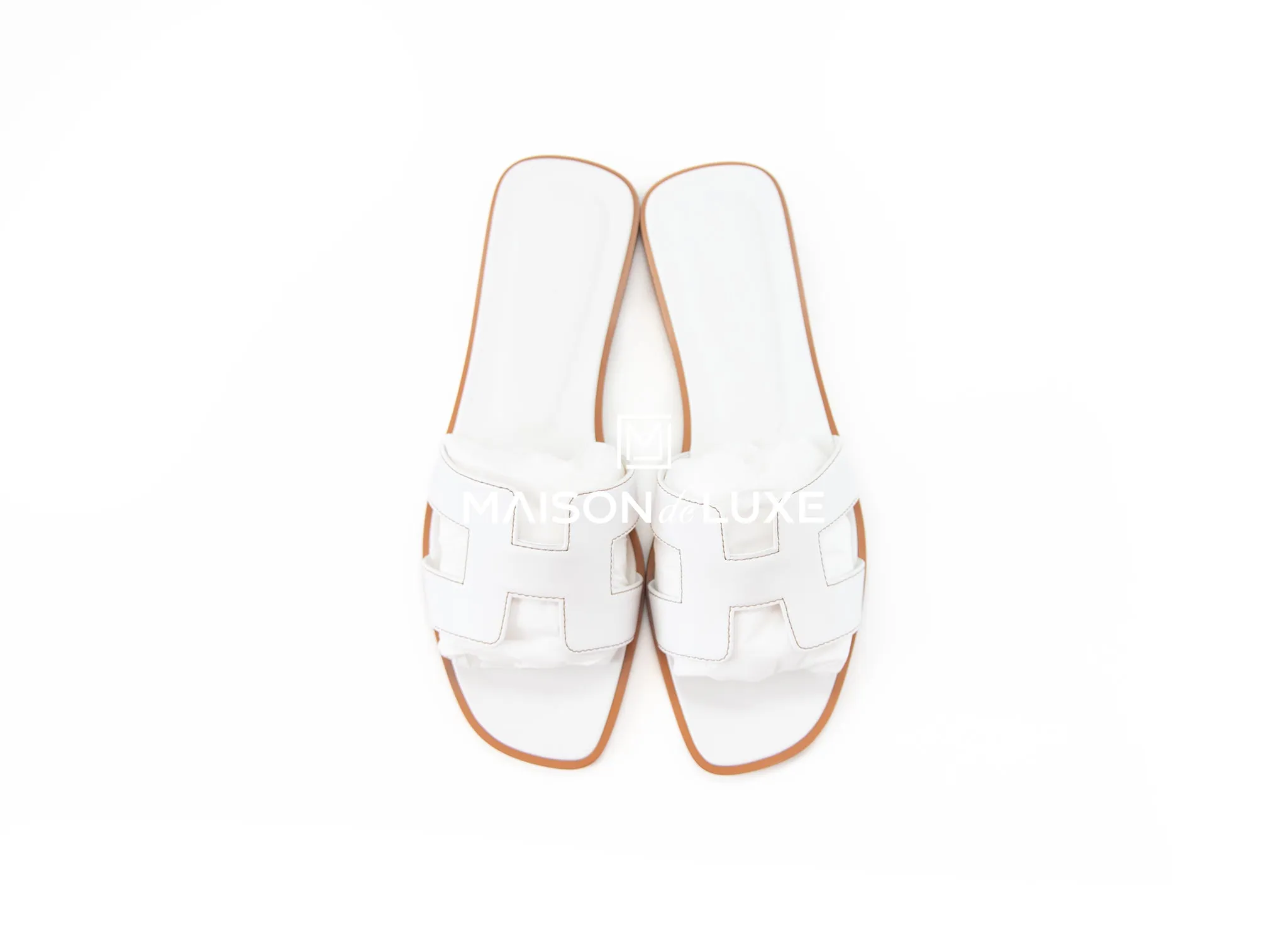 Hermes Women's White Oran Sandal 38