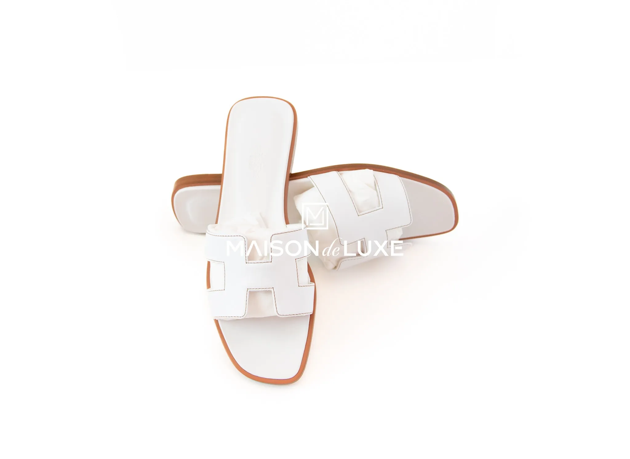 Hermes Women's White Oran Sandal 38