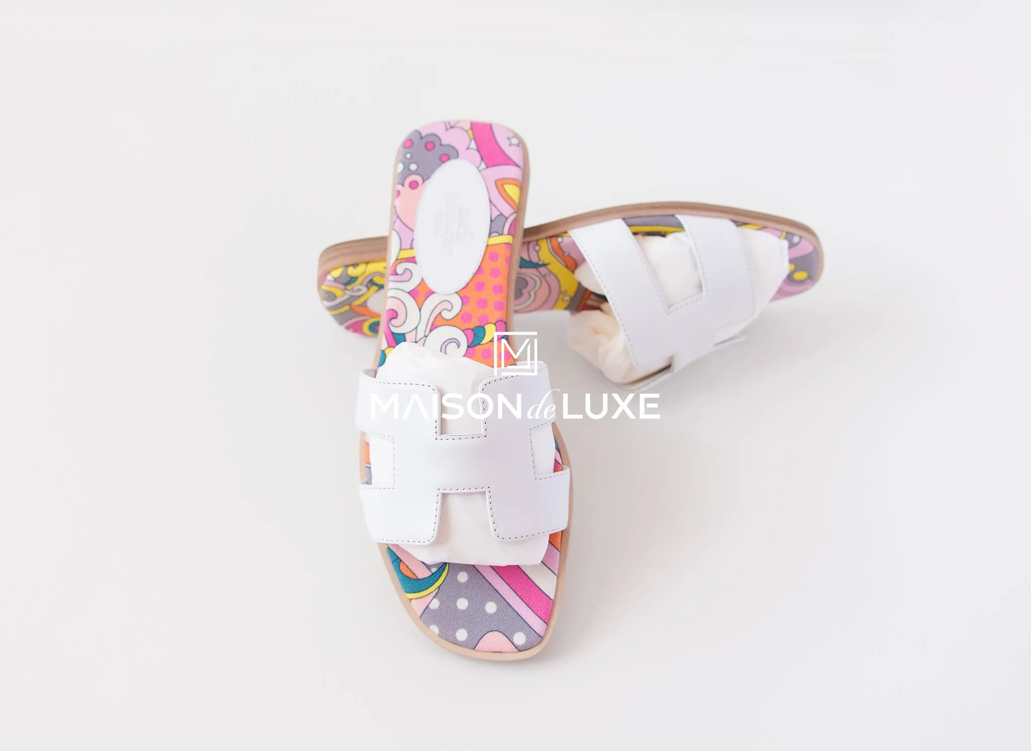 Hermes Womens White Oran Sandal Slipper 36 Shoes