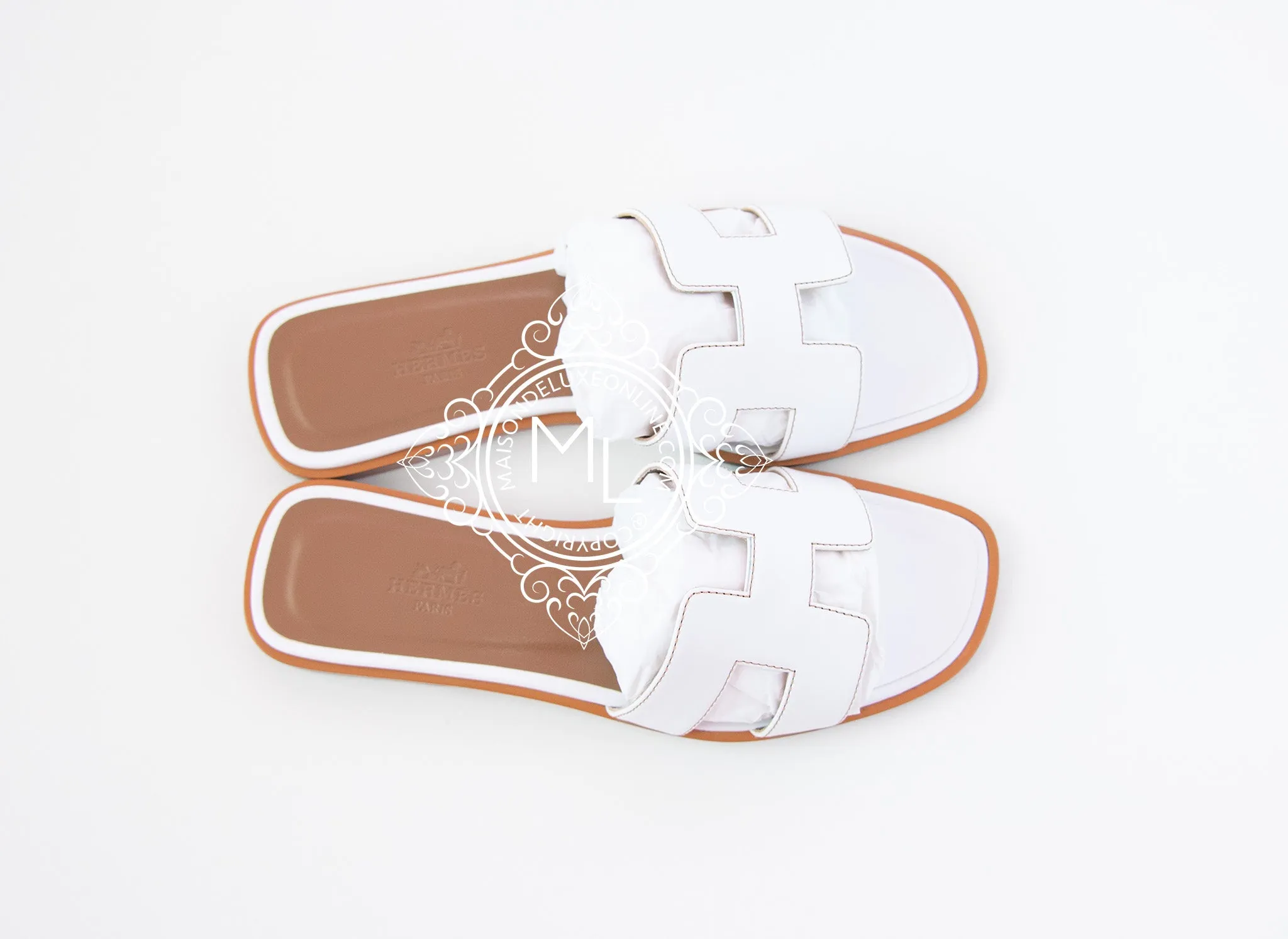 Hermes Womens White Oran Sandal Slipper 36 Shoes