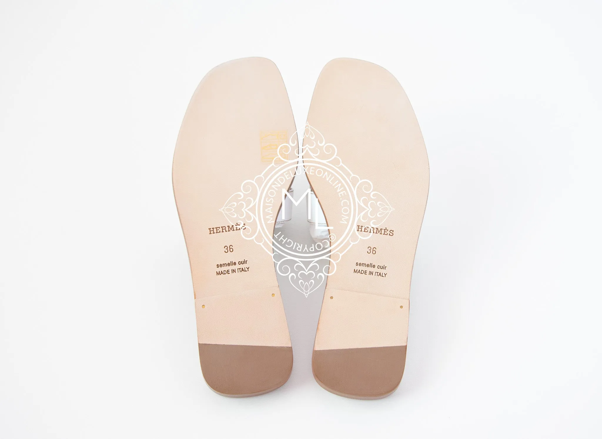Hermes Womens White Oran Sandal Slipper 36 Shoes