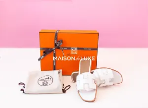 Hermes Women's White Oran Sandal Slipper 37 Shoes