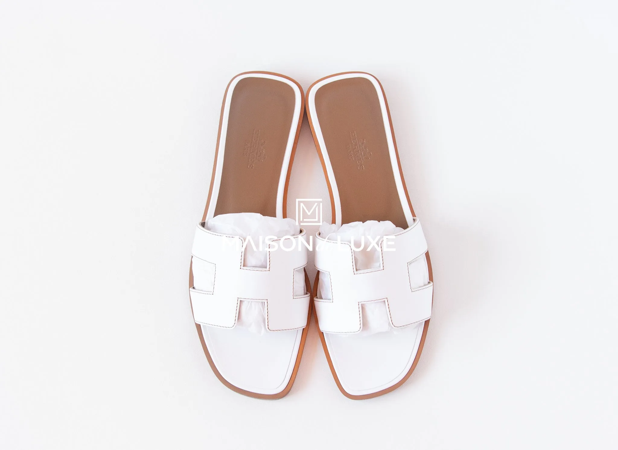 Hermes Women's White Oran Sandal Slipper 37 Shoes
