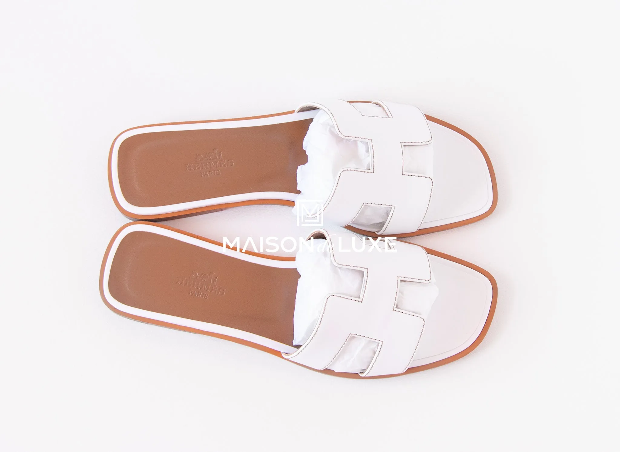 Hermes Women's White Oran Sandal Slipper 37 Shoes