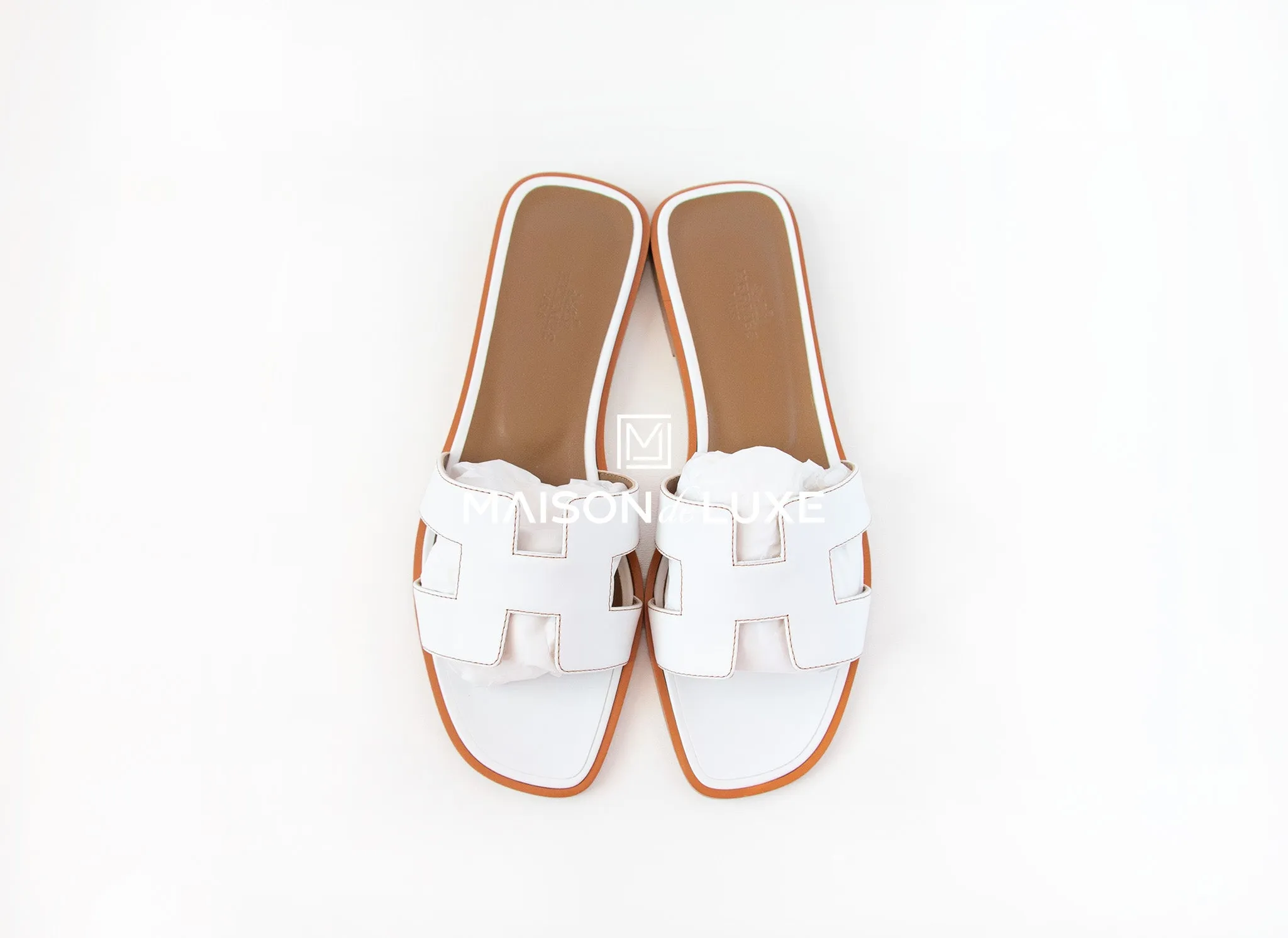 Hermes Women's White Oran Sandal Slipper 38 Shoes