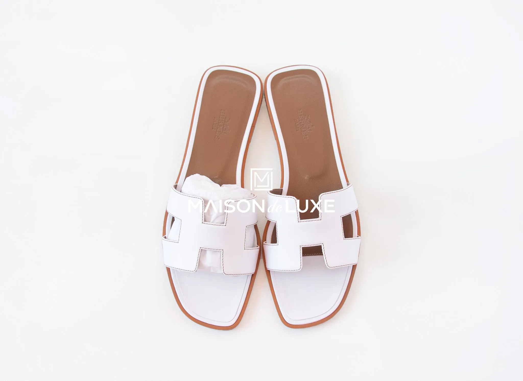 Hermes Women's White Oran Sandal Slipper 38 Shoes