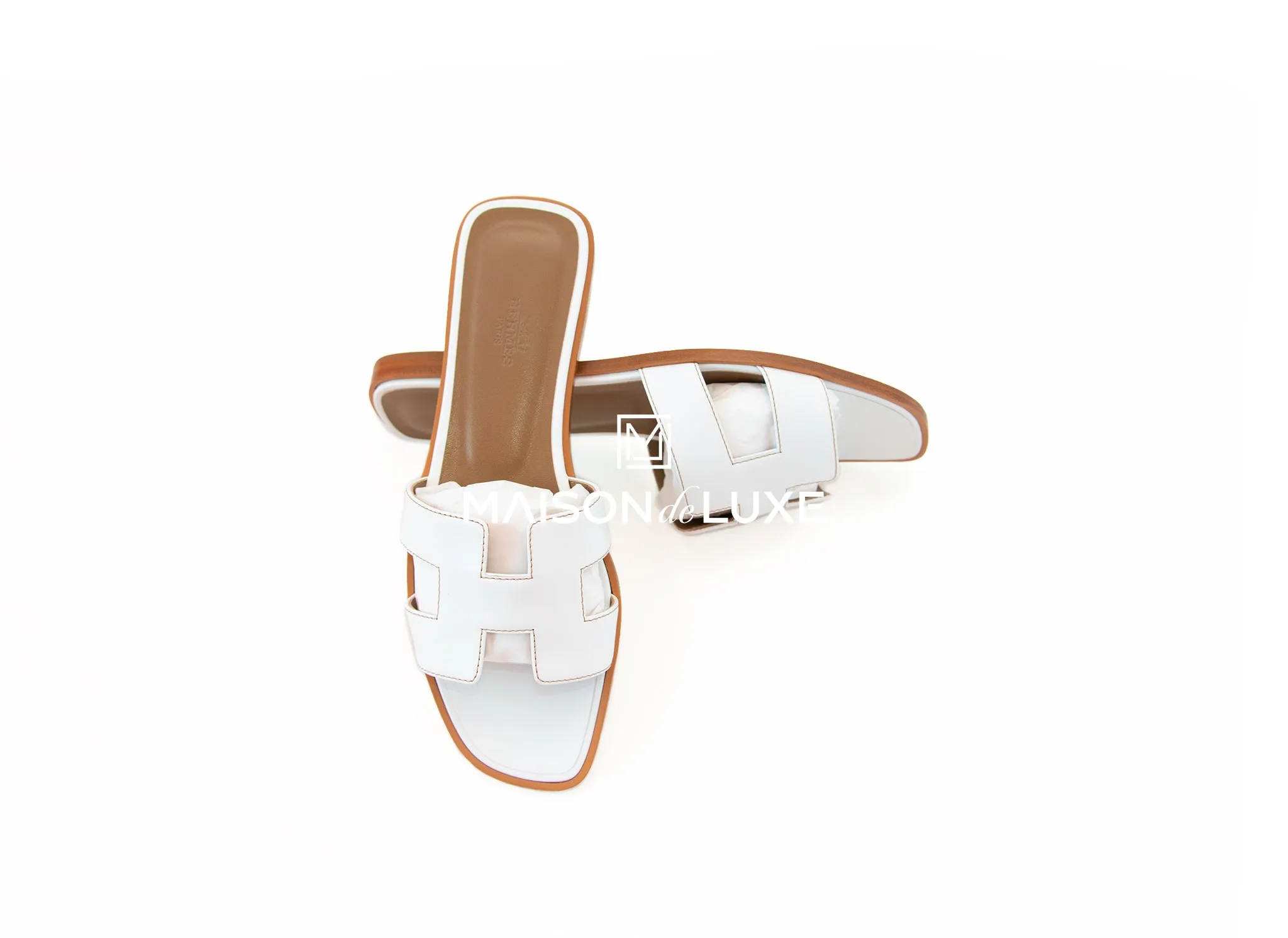 Hermes Women's White Oran Sandal Slipper 39 Shoes