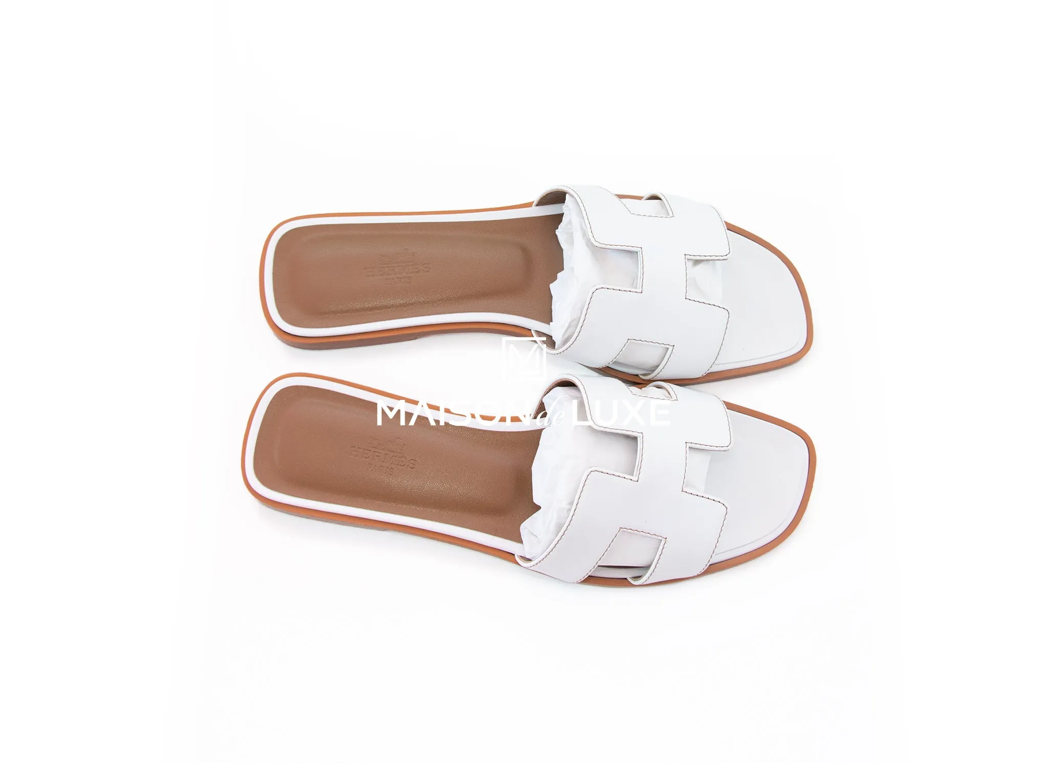 Hermes Women's White Oran Sandal Slipper 39 Shoes