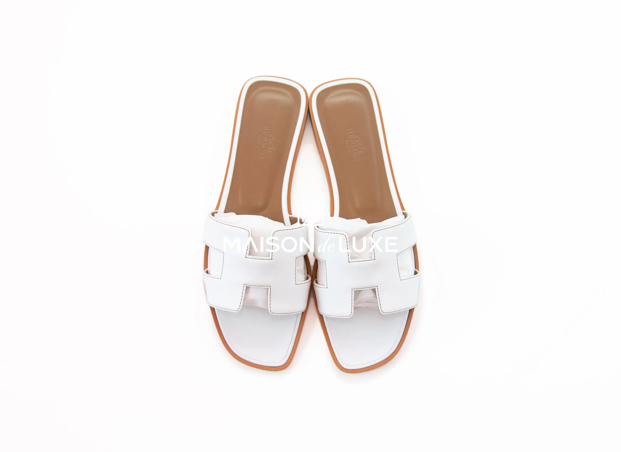Hermes Women's White Oran Sandal Slipper 39 Shoes