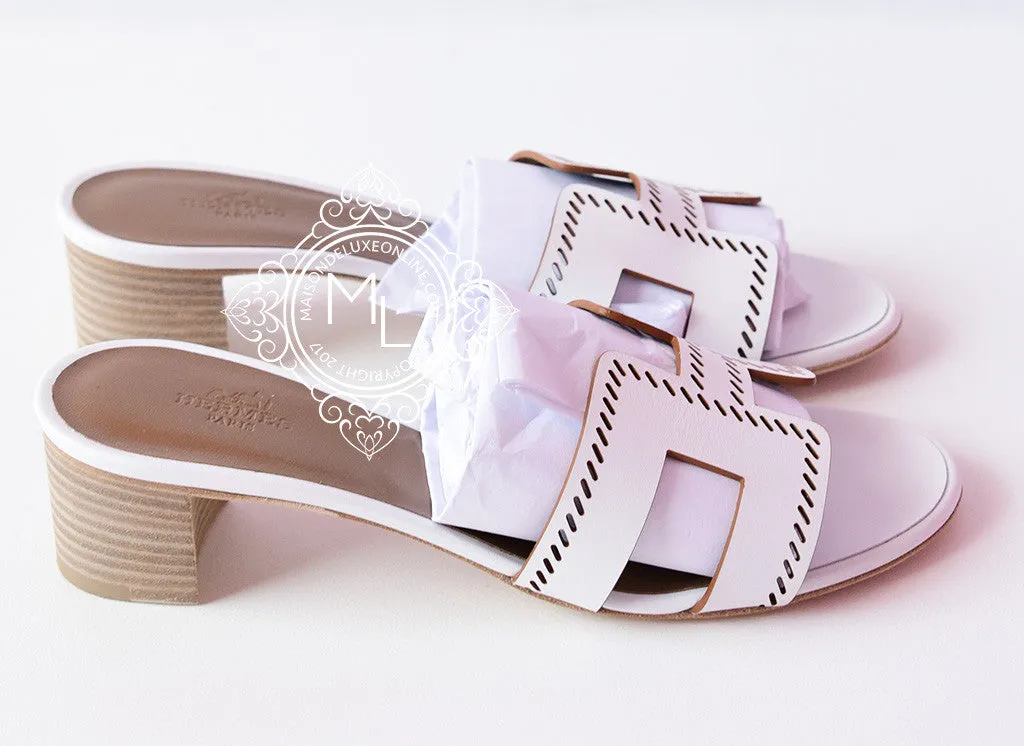 Hermes Womens White Perforated Oasis Sandal Slipper 36.5 Shoes