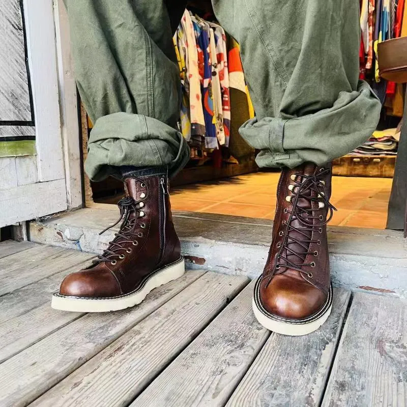 High-top Velvet Leather Men Boots- British Style