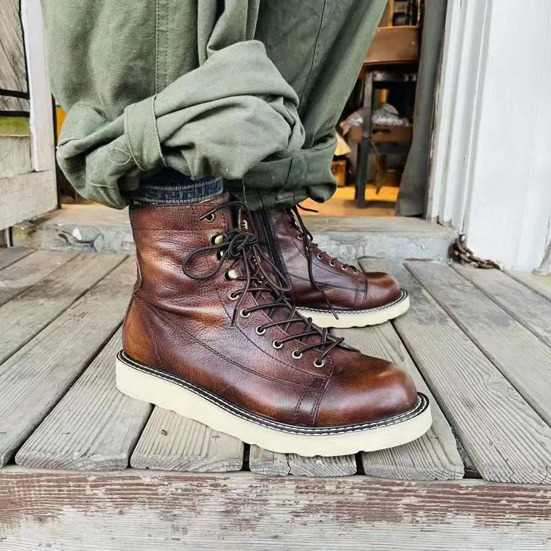 High-top Velvet Leather Men Boots- British Style