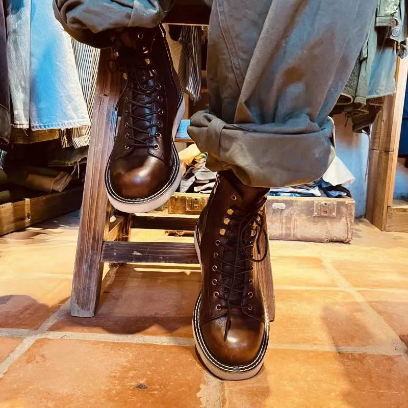High-top Velvet Leather Men Boots- British Style