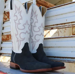 Honcho Boot Navy Roughout w/ White Cow