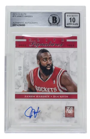 James Harden Signed Houston Rockets 2012-13 Elite Card #15 BAS Auto 10