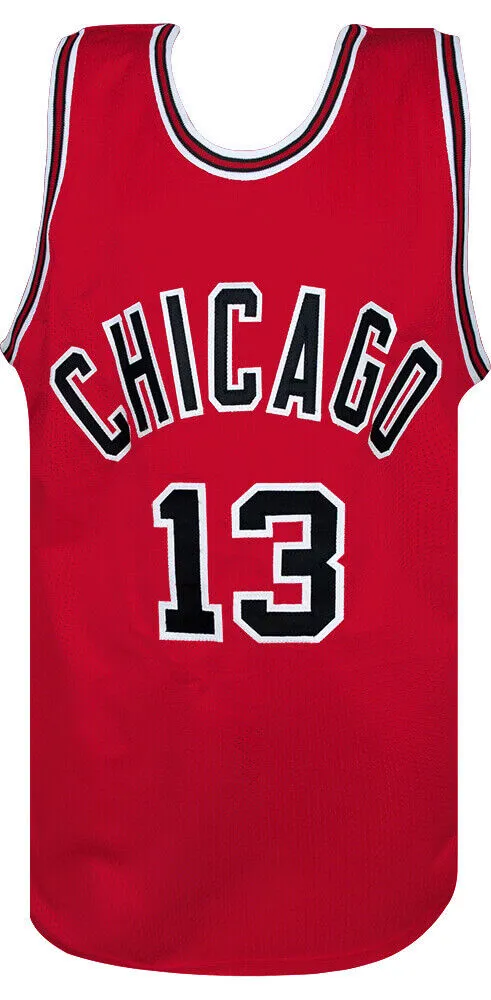Joakim Noah (CHICAGO BULLS) Signed Red Custom Basketball Jersey - (SCHWARTZ COA)
