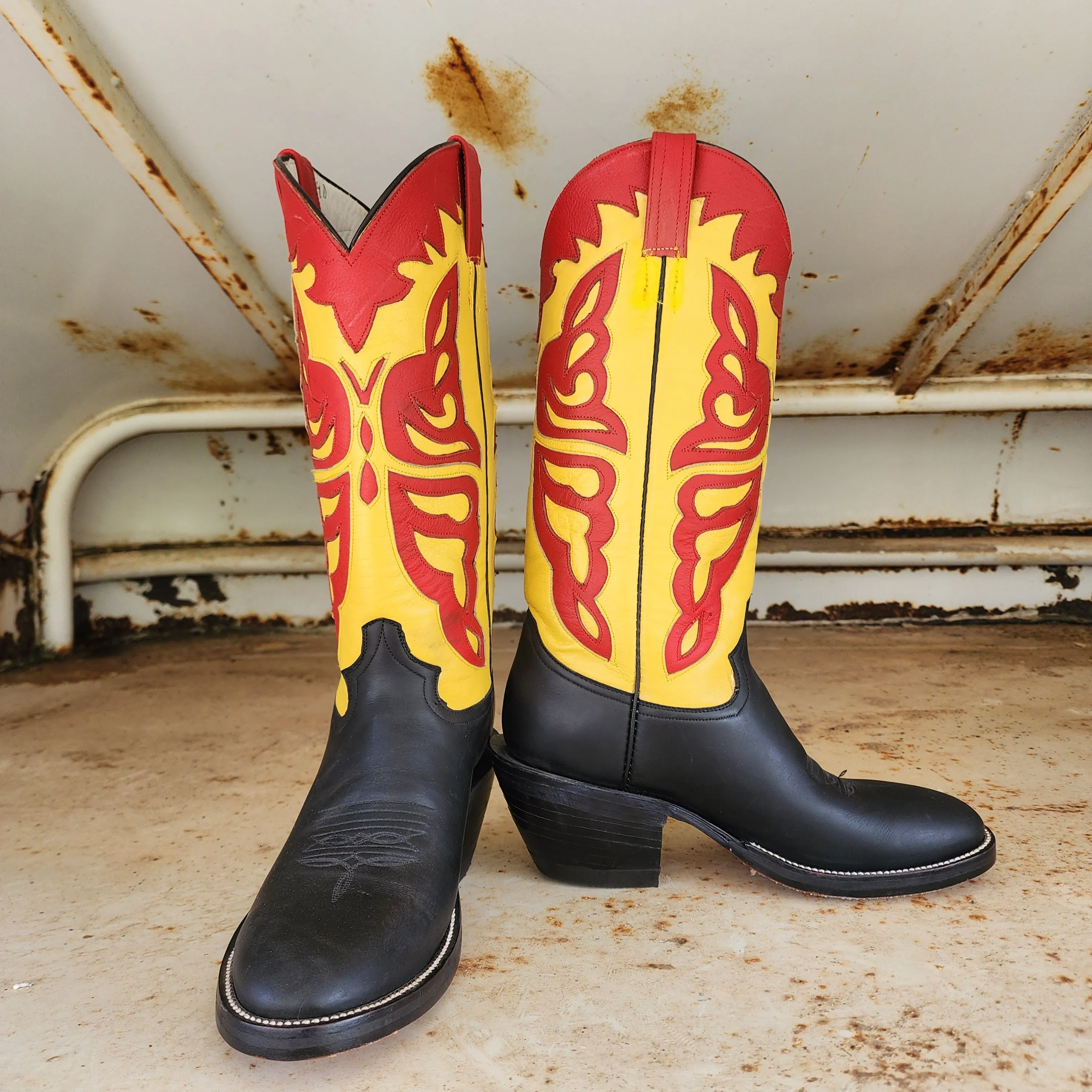 Jose Sanchez Boot Black W/Yellow & Red Inlay
