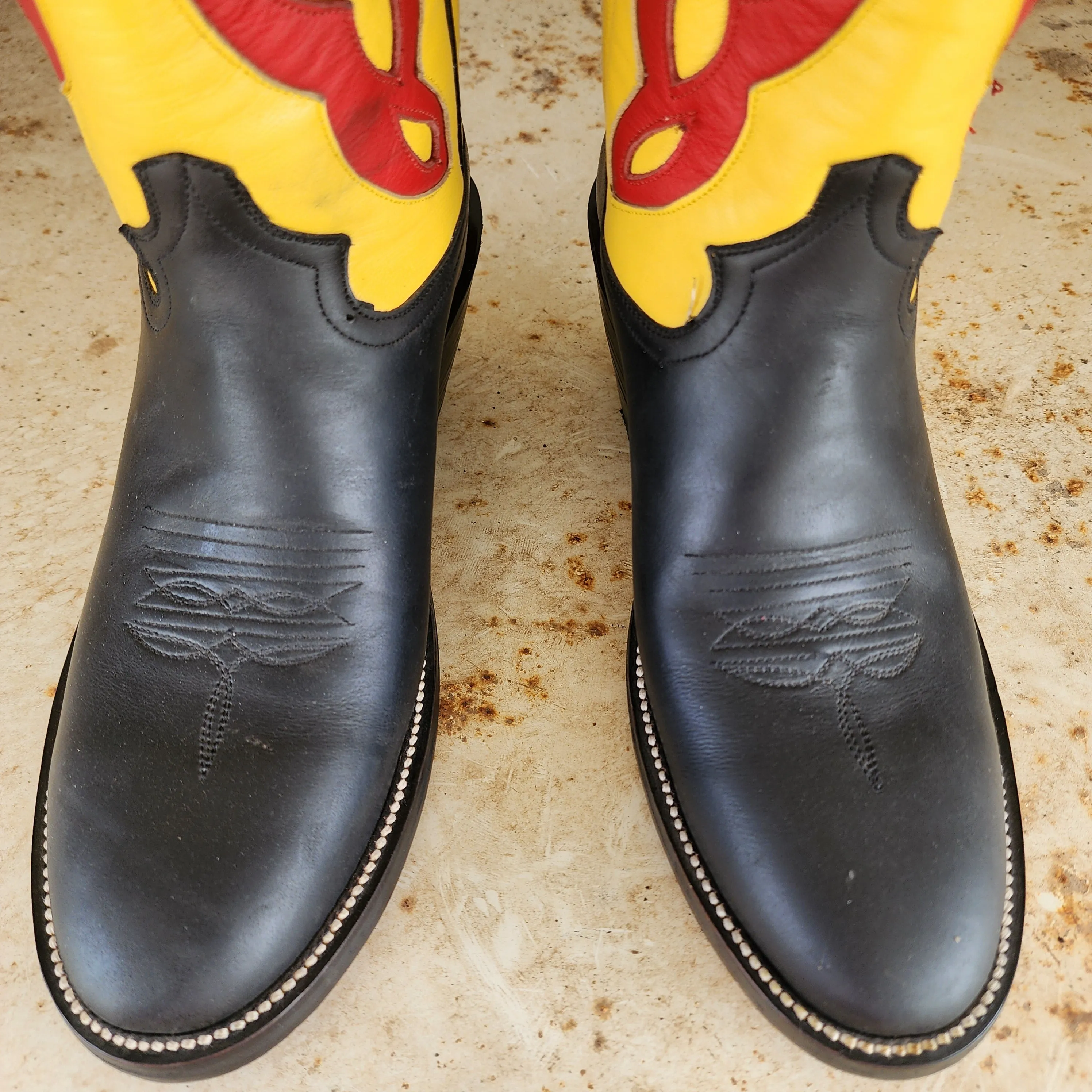 Jose Sanchez Boot Black W/Yellow & Red Inlay