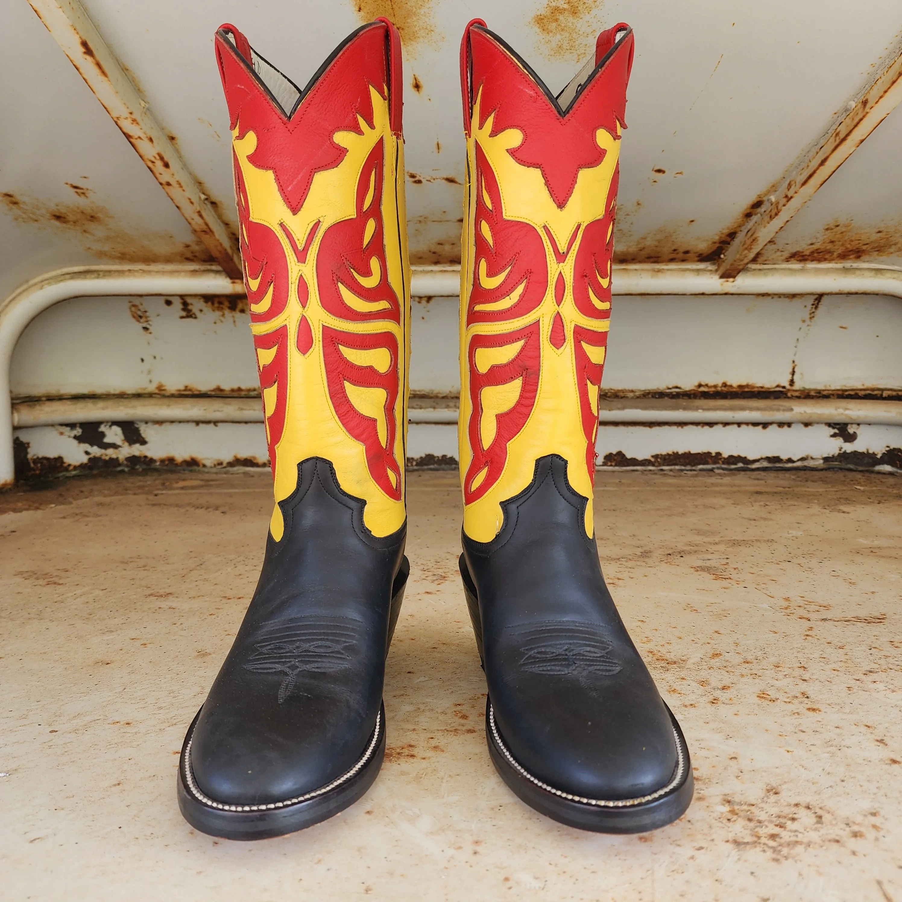 Jose Sanchez Boot Black W/Yellow & Red Inlay