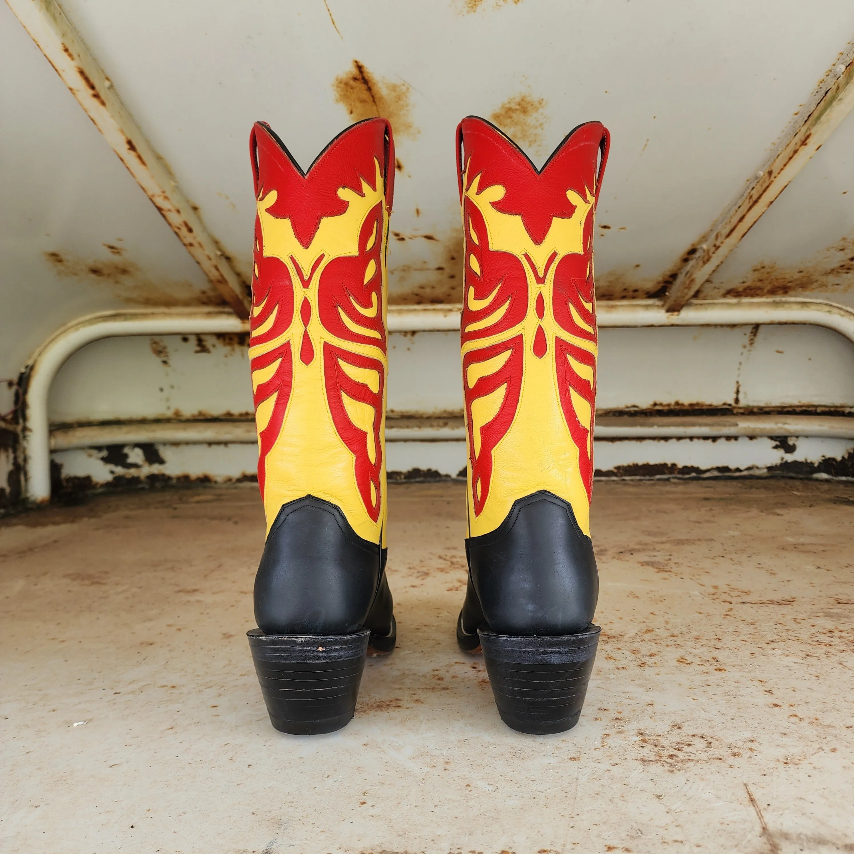 Jose Sanchez Boot Black W/Yellow & Red Inlay
