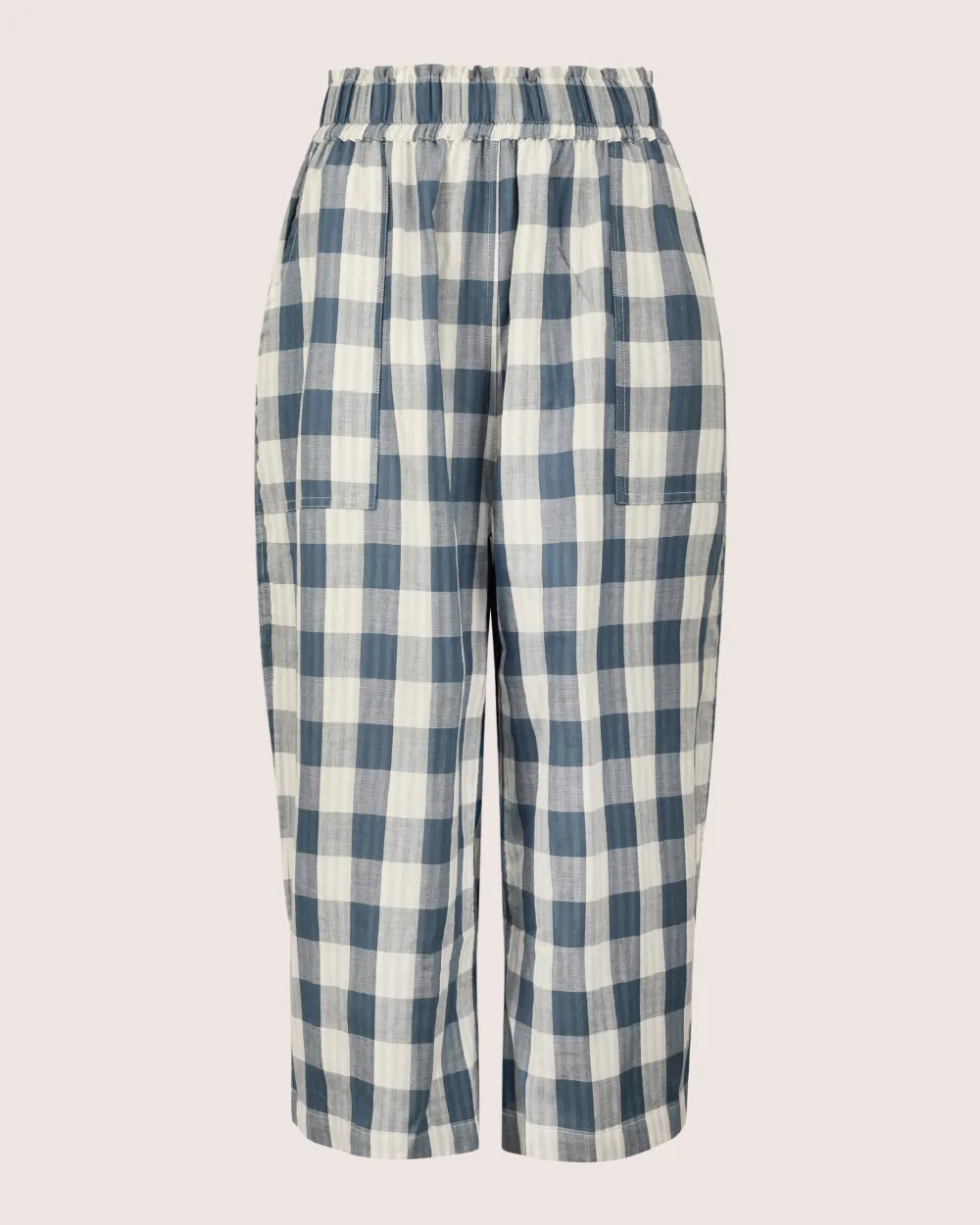 Judy Multicolour Marine Check Print Reversible Crop Trousers