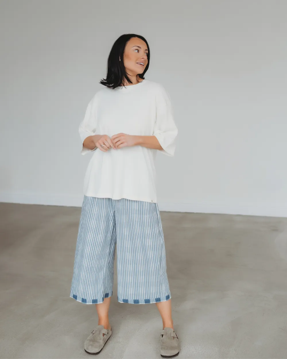 Judy Multicolour Marine Check Print Reversible Crop Trousers