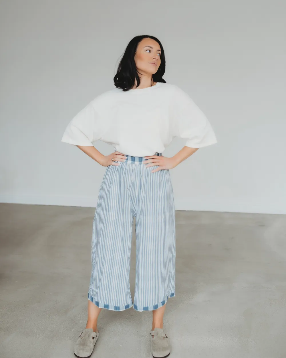 Judy Multicolour Marine Check Print Reversible Crop Trousers