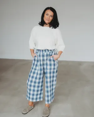 Judy Multicolour Marine Check Print Reversible Crop Trousers