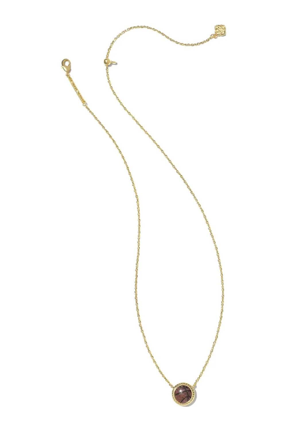 Kendra Scott Basketball Short Pendant Necklace in Gold | N00559GLD-ORANGE/GOLDSTONE